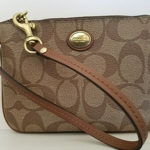 Coach Brown monogram wristlet